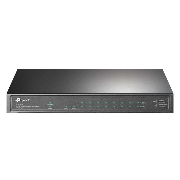 TP-LINK TL-SG1210P Switch gigabit de 10 puertos con 8 puertos POE+ 63W 1 puerto SFP gigabit montaje en rack 13"