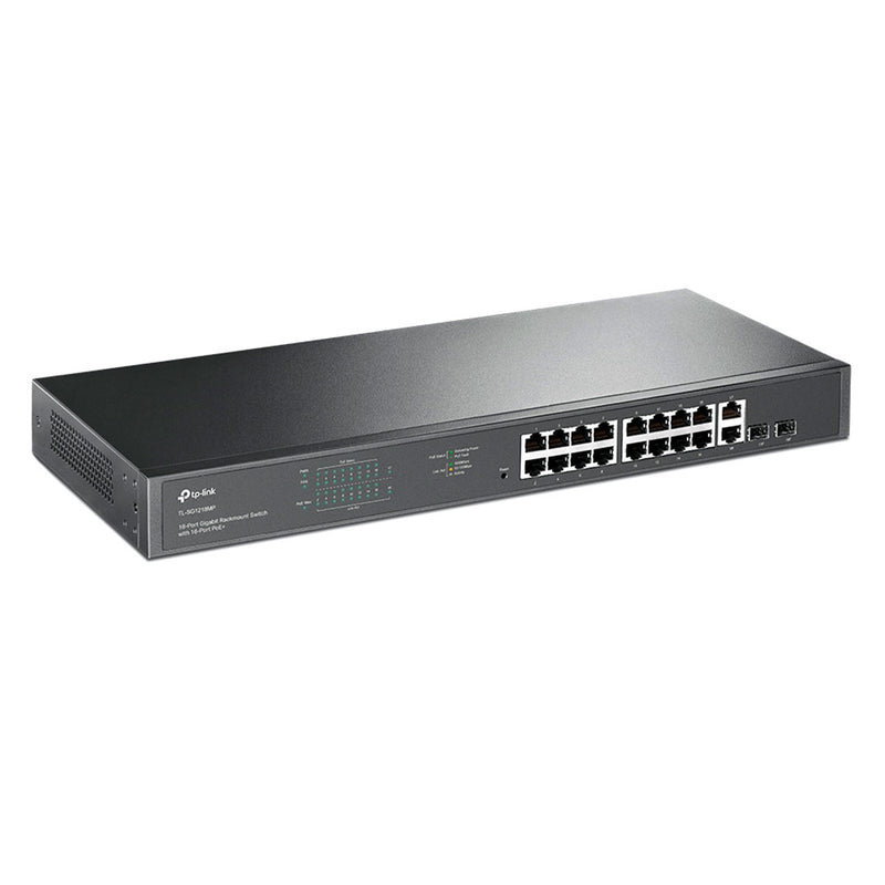 TP-LINK TL-SG1218MP Switch gigabit de 18 puertos con 16 puertos POE+, 2 puertos gigabit no PoE 2 ranuras combo gigabit SFP 250W