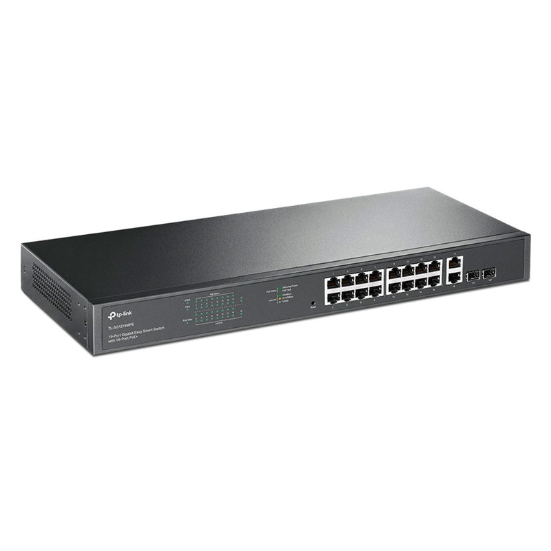 TP-LINK TL-SG1218MPE Switch gigabit inteligente de 18 puertos con 16 puertos POE+, 2 puertos gigabit no PoE 2 ranuras SFP 192W