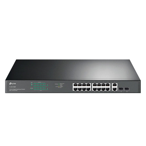 TP-LINK TL-SG1218MP Switch gigabit de 18 puertos con 16 puertos POE+, 2 puertos gigabit no PoE 2 ranuras combo gigabit SFP 250W