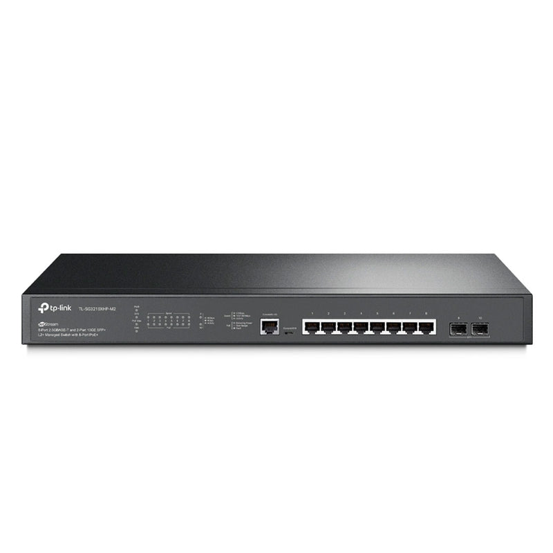 TP-LINK TL-SG3210XHP-M2 Switch administrable de 8 puertos 2.5GBASE-T POE+, 2 puertos 10GE SFP+ L2+