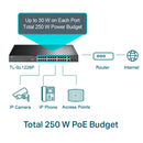 TP-LINK TL-SL1226P Non-Manageable Gigabit PoE+ Switch with 24 ports at 10/100 Mbps + 2 ports