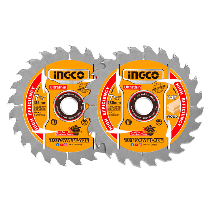 INGCO TSB1853 Set de disco de sierra para madera 185mm (7-1/4") 2 piezas