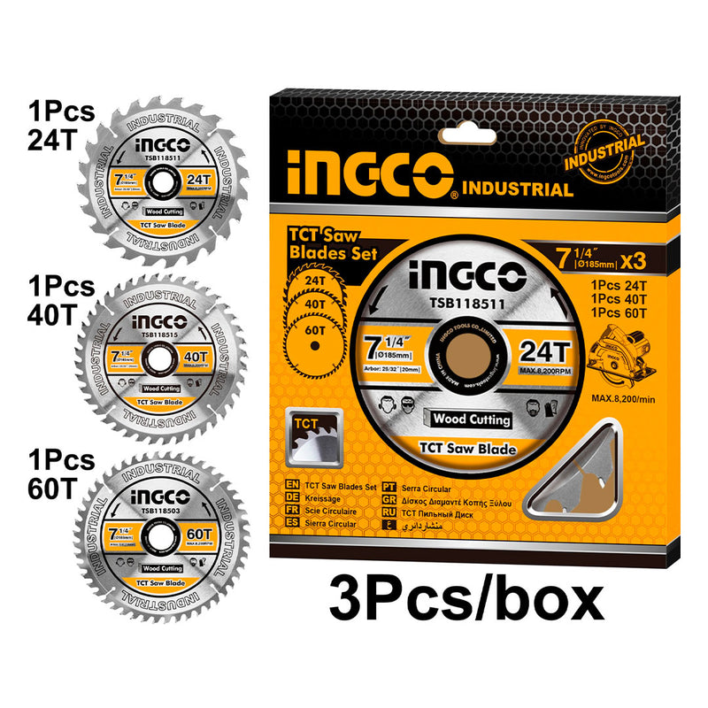 INGCO TSB51852153 Set de disco de corte para sierra 7 1/4, 3 piezas