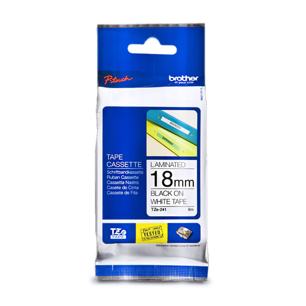 BROTHER TZE-241 Cinta Laminada Blanco 18mm 8m