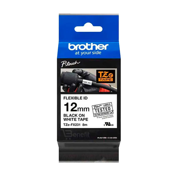 BROTHER TZEFX-231 Cinta Laminada Flexible Blanco 12mm 8m