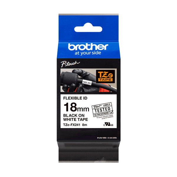 BROTHER TZEFX-241 Cinta Laminada Flexible Blanco 18mm 8m