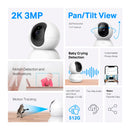 TP-LINK Tapo C210P2 2-Pack Cámara de Seguridad WIFI 3MP 360°