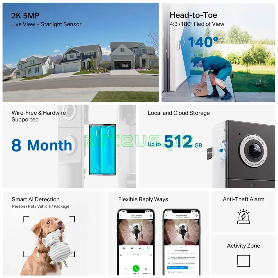 TP-LINK TAPO D235 Timbre Inteligente con Cámara 2K 5MP