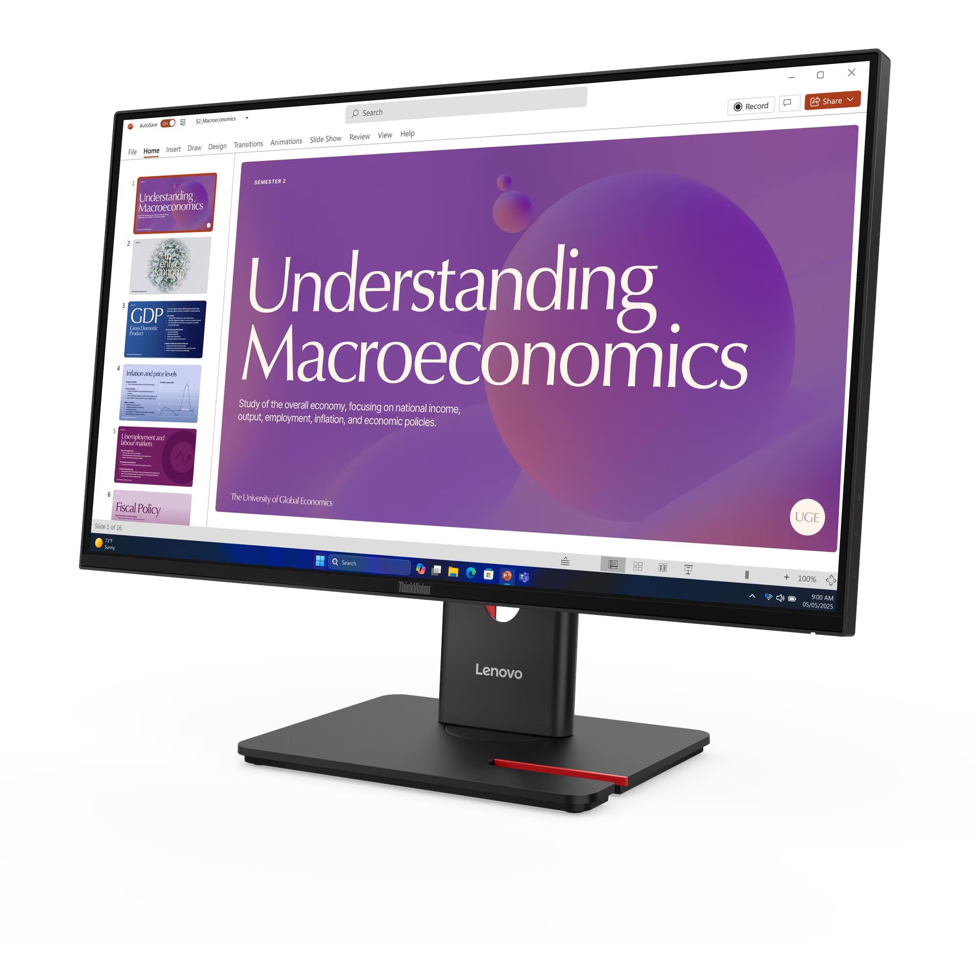 LENOVO ThinkVision T24D-40 Monitor Plano 23.8" IPS 1920x1080 WLED 93 DPI 64B9GAR1LA