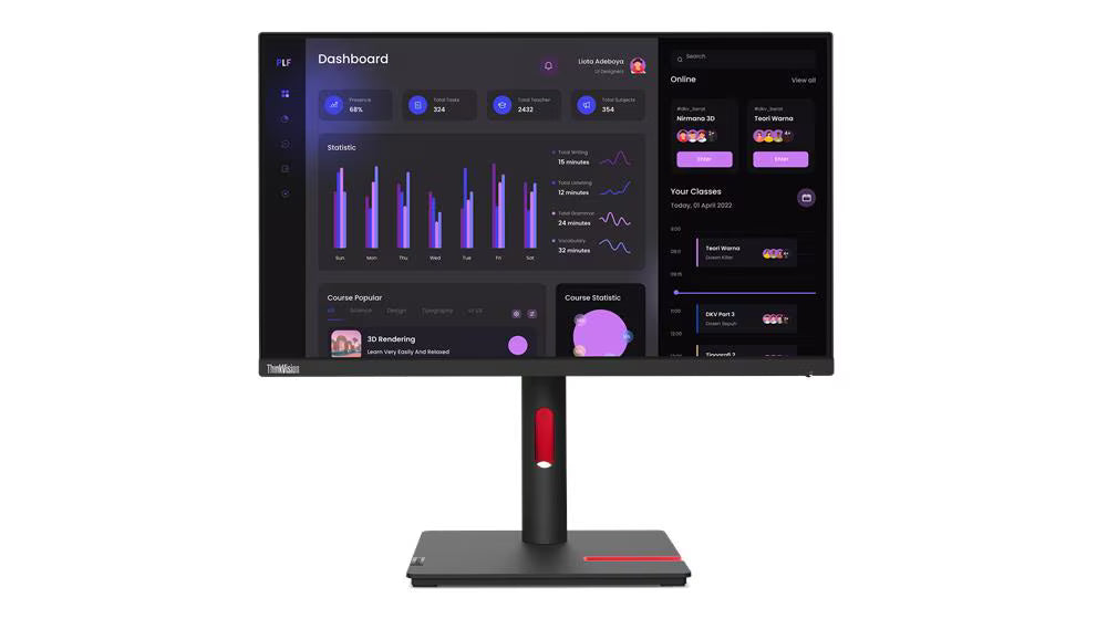 LENOVO ThinkVision T24i-30 Monitor T24i-30 23.8"" WLED IPS 1 x HDMI 1 x Displayport 1 x VGA  63CFMAR1LA