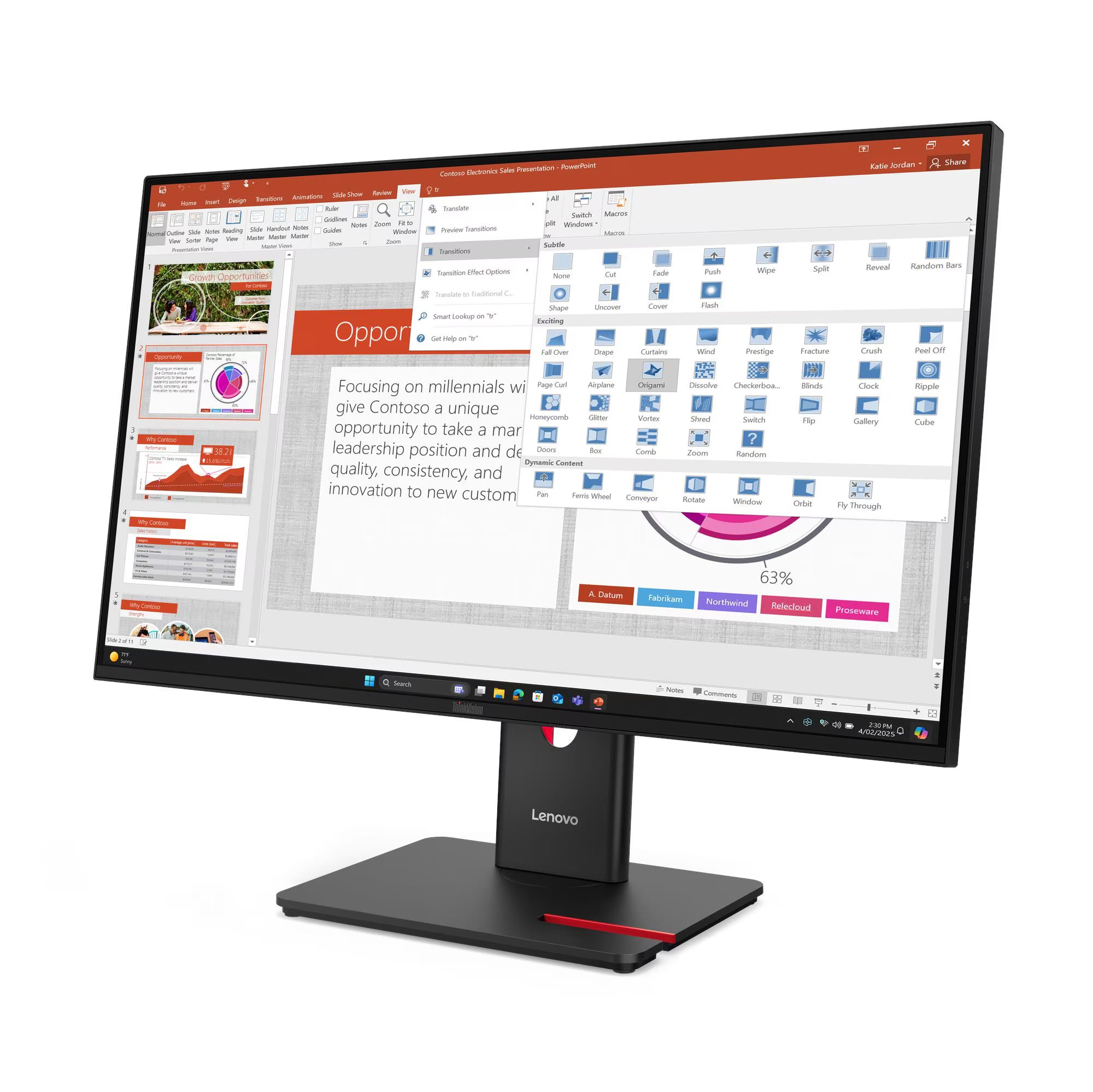 LENOVO ThinkVision T27-40 Monitor Plano 27" FHD IPS 1920x1080 WLED 82 DPI 64A5MAR6LA