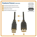 TRIPP-LITE U024-006 CABLE, USB-A, MACHO, HEMBRA, 1.83M, Cable Extensión, USB, 2.0, de Alta Velocidad (AM/H), 1.83 mts