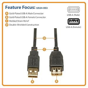 TRIPP-LITE U024-006 CABLE, USB-A, MACHO, HEMBRA, 1.83M, Cable Extensión, USB, 2.0, de Alta Velocidad (AM/H), 1.83 mts