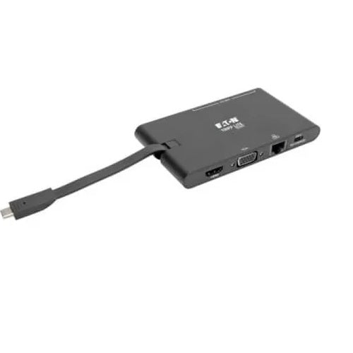 TRIPP-LITE U442-DOCK3-B Estación de carga, USB-C, 4K HDMI, VGA, USB 3.x (5Gbps), Hub USB-A, RJ-45, Negro 