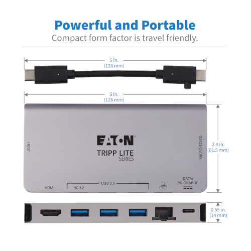 TRIPP-LITE U442-DOCK5D-GY CONEXIÓN, de ACOPLAMIENTO, USB-C, HDMI, USB-A RJ45