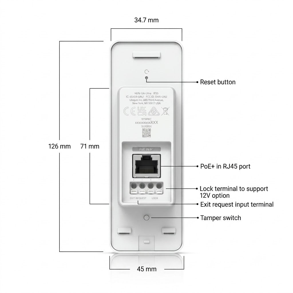 UBIQUITI UA-Ultra Lector de Control de Acceso NFC Bluetooth IP55