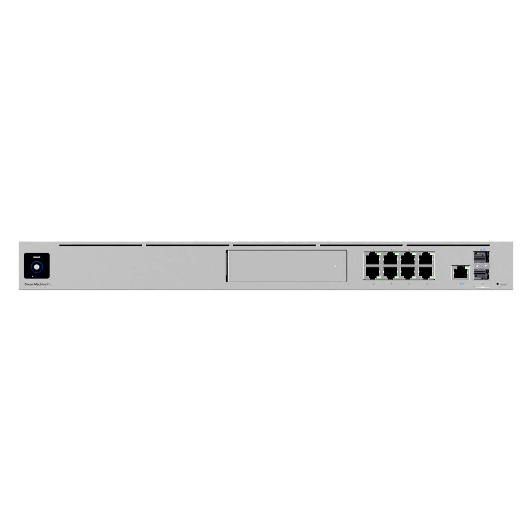 Controlador de red UDM Pro con ocho puertos Ethernet y puertos SFP para cableado estructurado