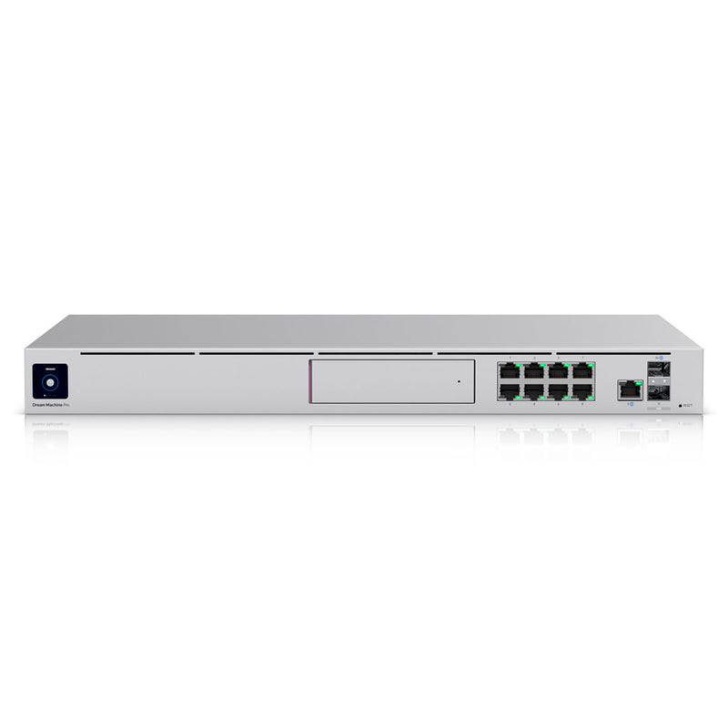 UBIQUITI UDM-PRO, Router Unifi Dream Machine Pro, 01 puerto 10g SFP+ Wan / 1 GBE Wan / 8 puertos 10/100/1000 Mbps RJ-45 Lan, 01 bahía de HDD 3.5"