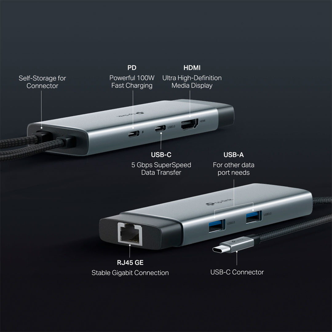 TP-LINK UH6120C Adaptador HUB USB Tipo C 6 en 1 5Gbps