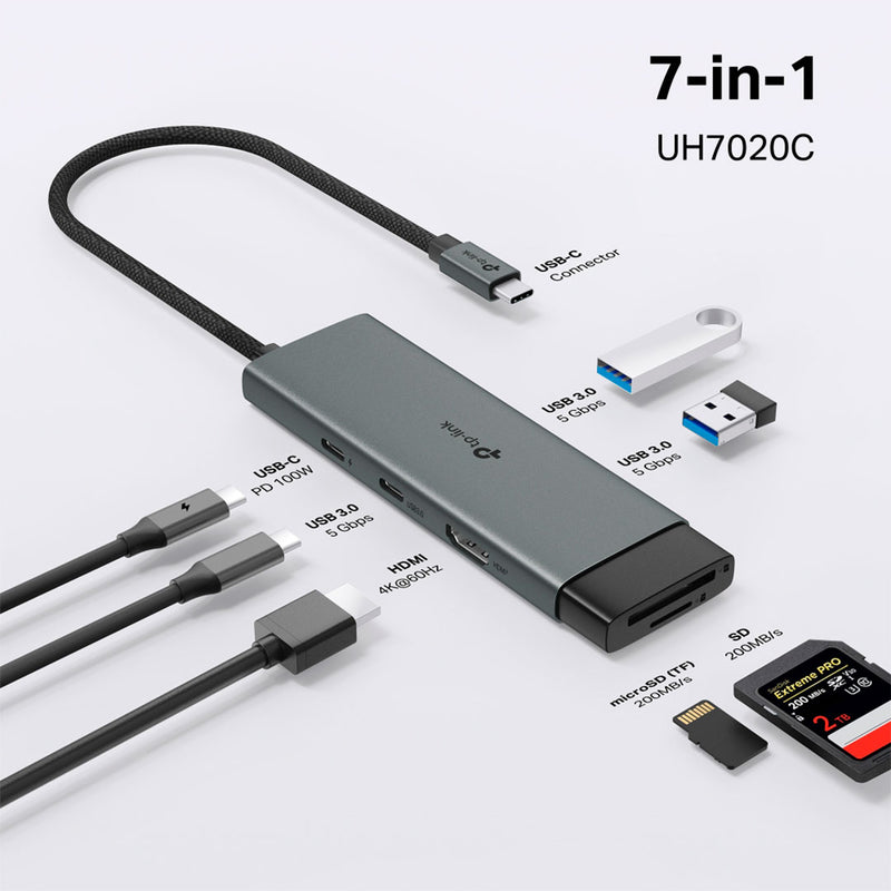 TP-LINK UH7020C Adaptador HUB USB tipo C 7 en 1 5Gbps