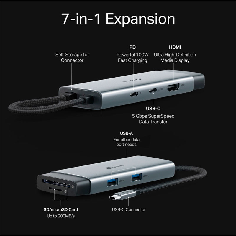TP-LINK UH7020C Adaptador HUB USB tipo C 7 en 1 5Gbps