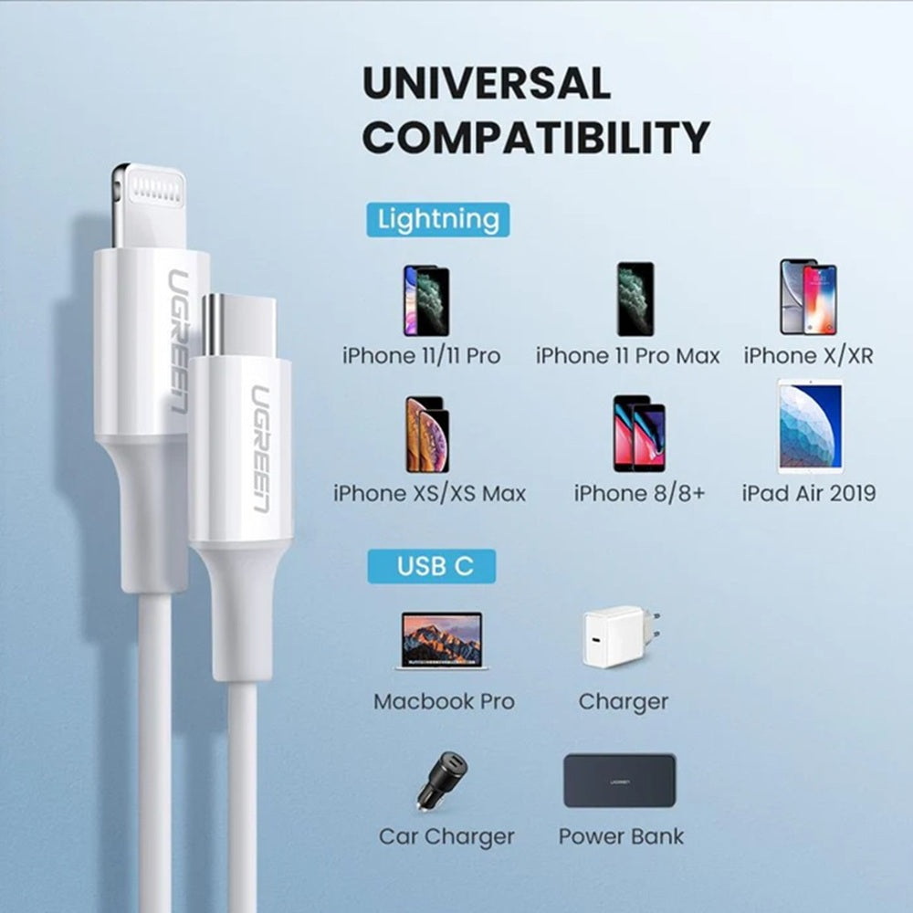 UGREEN US171 10493 Cable USB-C a Lightning 1m Blanco
