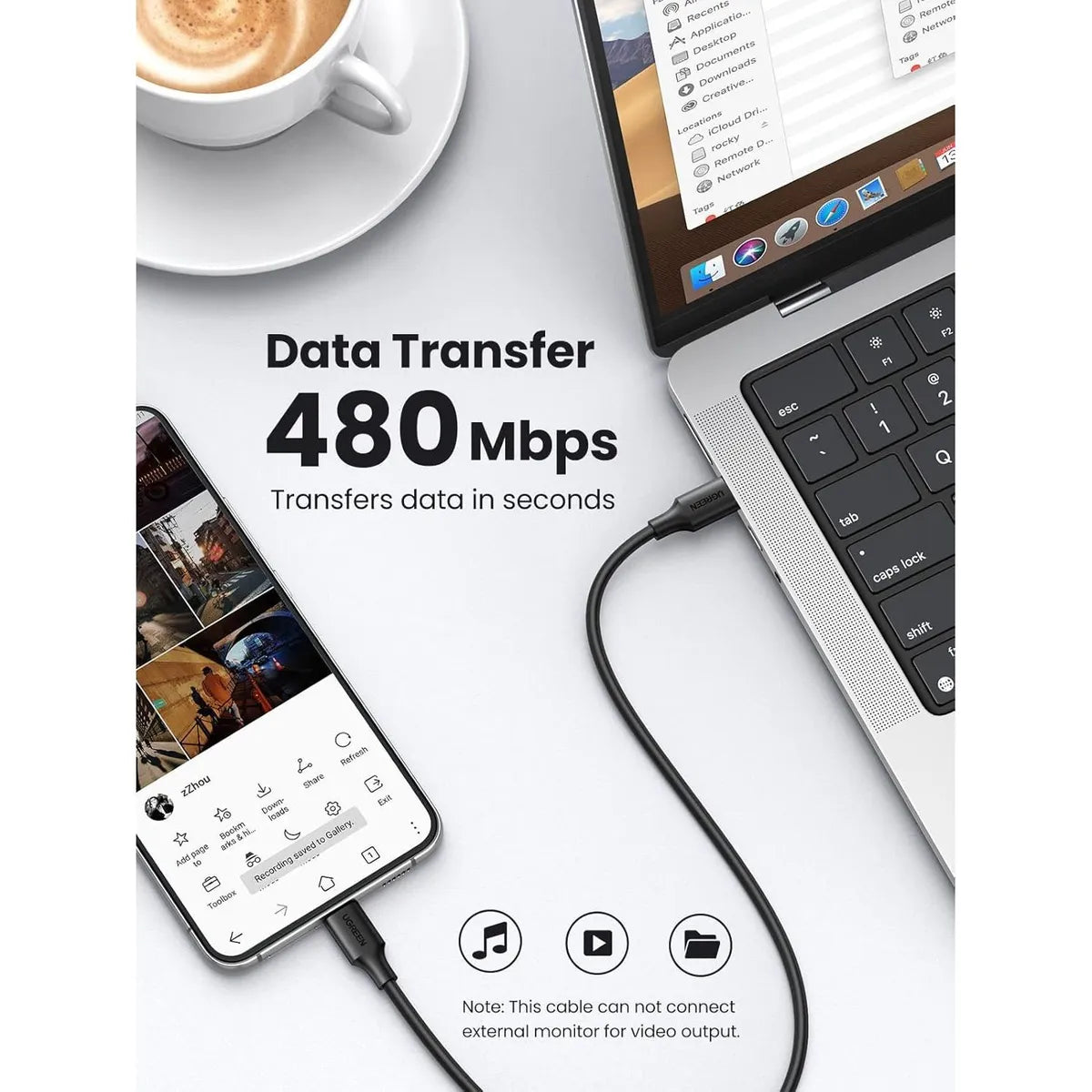 UGREEN US286 50998 Cable USB-C a USB-C 60W 1.5m
