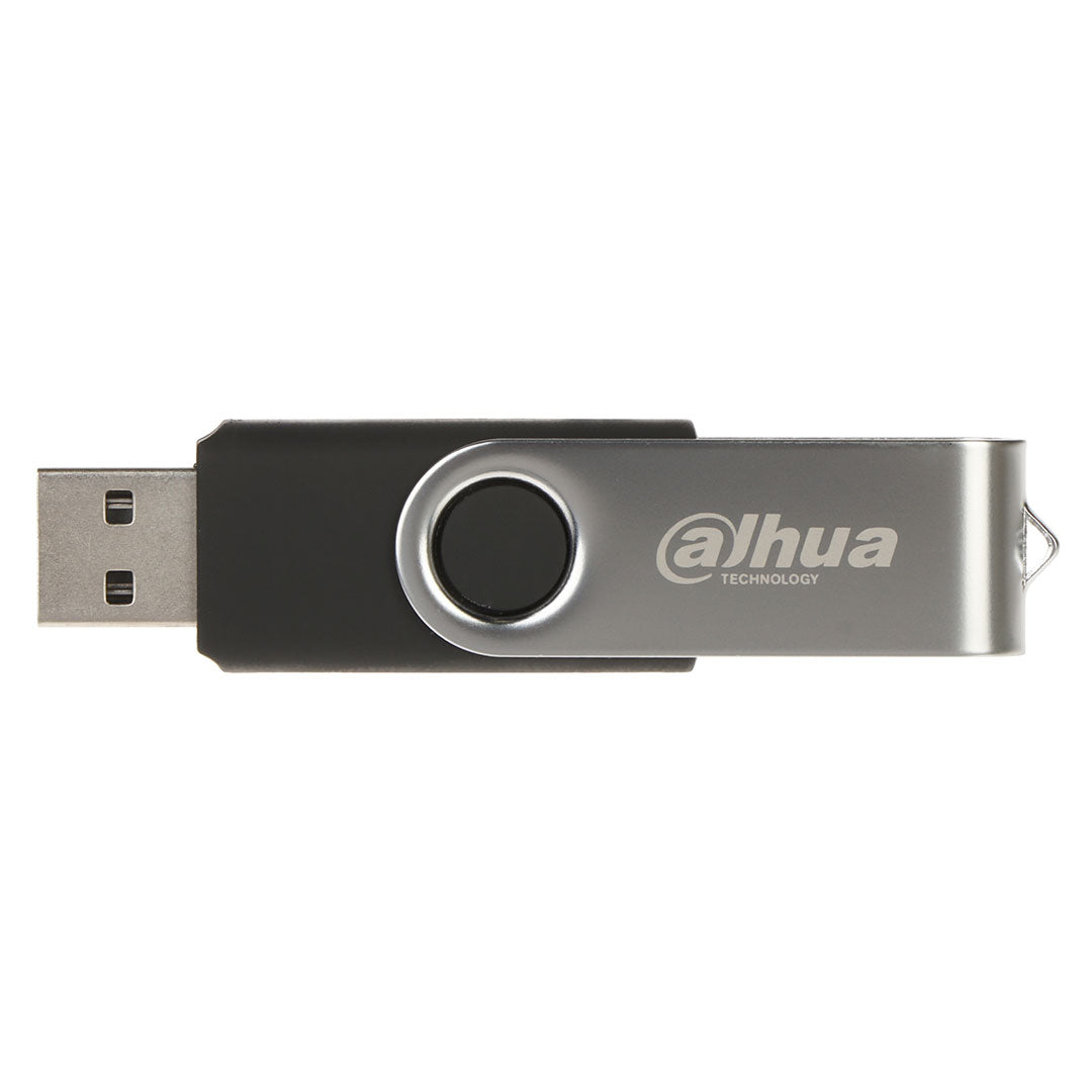 Memoria USB 32GB Dahua, color negro y plata, conector giratorio visible.