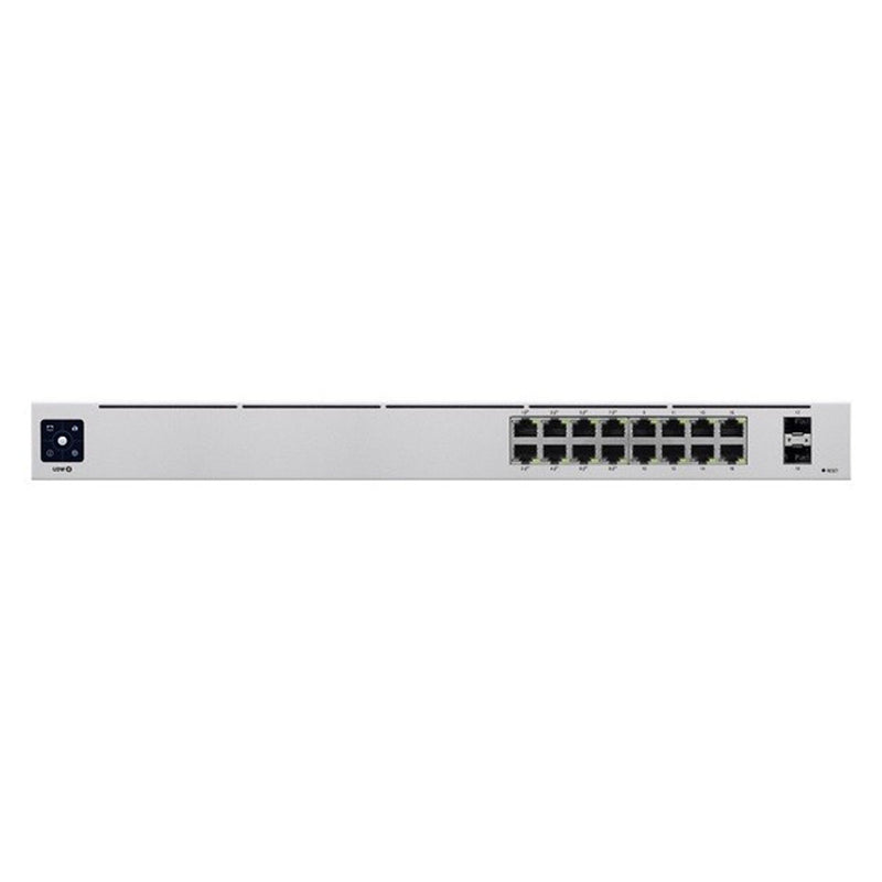 UBIQUITI USW-16-POE (42W) Switch Unifi, capa 2 de 16 puertos (8 puertos PoE 802.3AF/AT + 8 puertos Gigabit) + 2 puertos 1g SFP, 42w, pantalla informativa