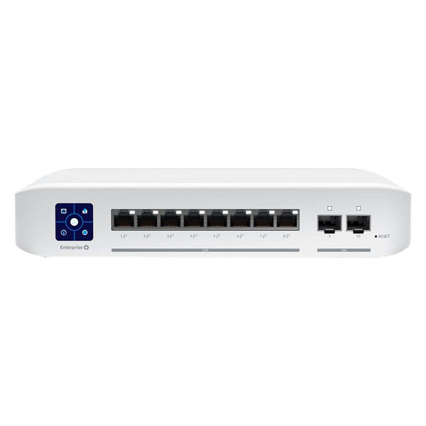 UBIQUITI USW-ENTERPRISE-8-POE Conmutador de capa 3 de 8 puertos con salida PoE+ de 2,5 GbE.