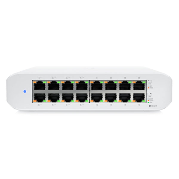 UBIQUITI USW-LITE-16-POE, Switch Unifi Lite administrable PoE de 16 puertos 10/100/1000 Mbps (8 puertos 802.3AF/AT), 45 w