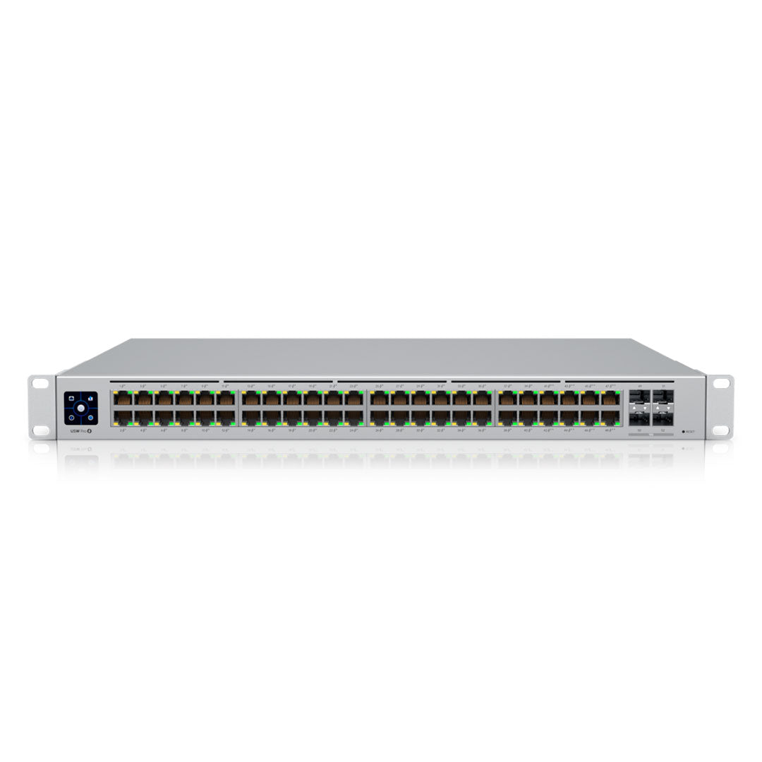 Switch de red profesional 48 puertos PoE montable en rack, ideal para cableado estructurado