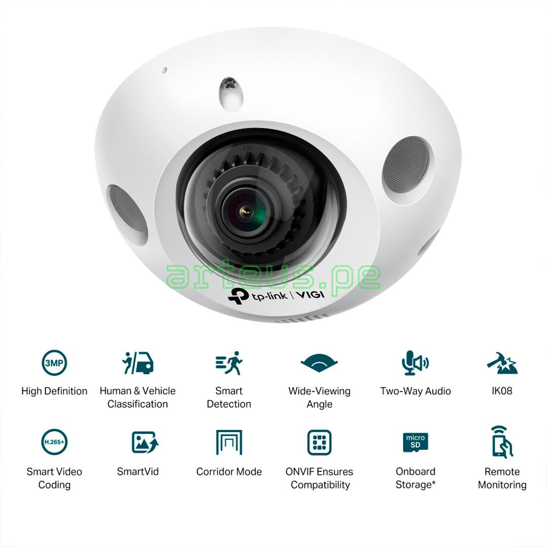 TP-LINK VIGI C230I Mini 2.8mm Cámara de Seguridad IP PoE 3MP 2K