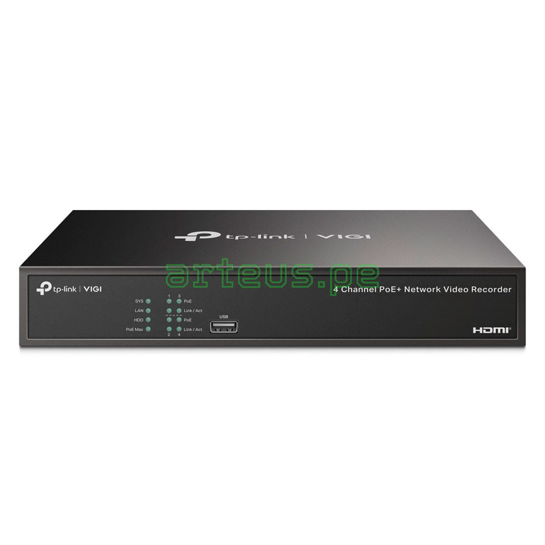 TP-LINK VIGI NVR1004H-4P-2TB Grabador de Video NVR PoE+ 4 Canales 4K y 2TB HDD