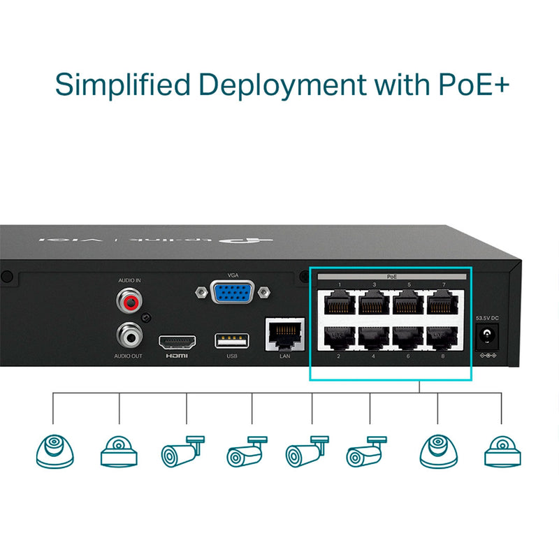 TP-LINK VIGI NVR1008H-8P NVR 8 canales PoE+ 4K