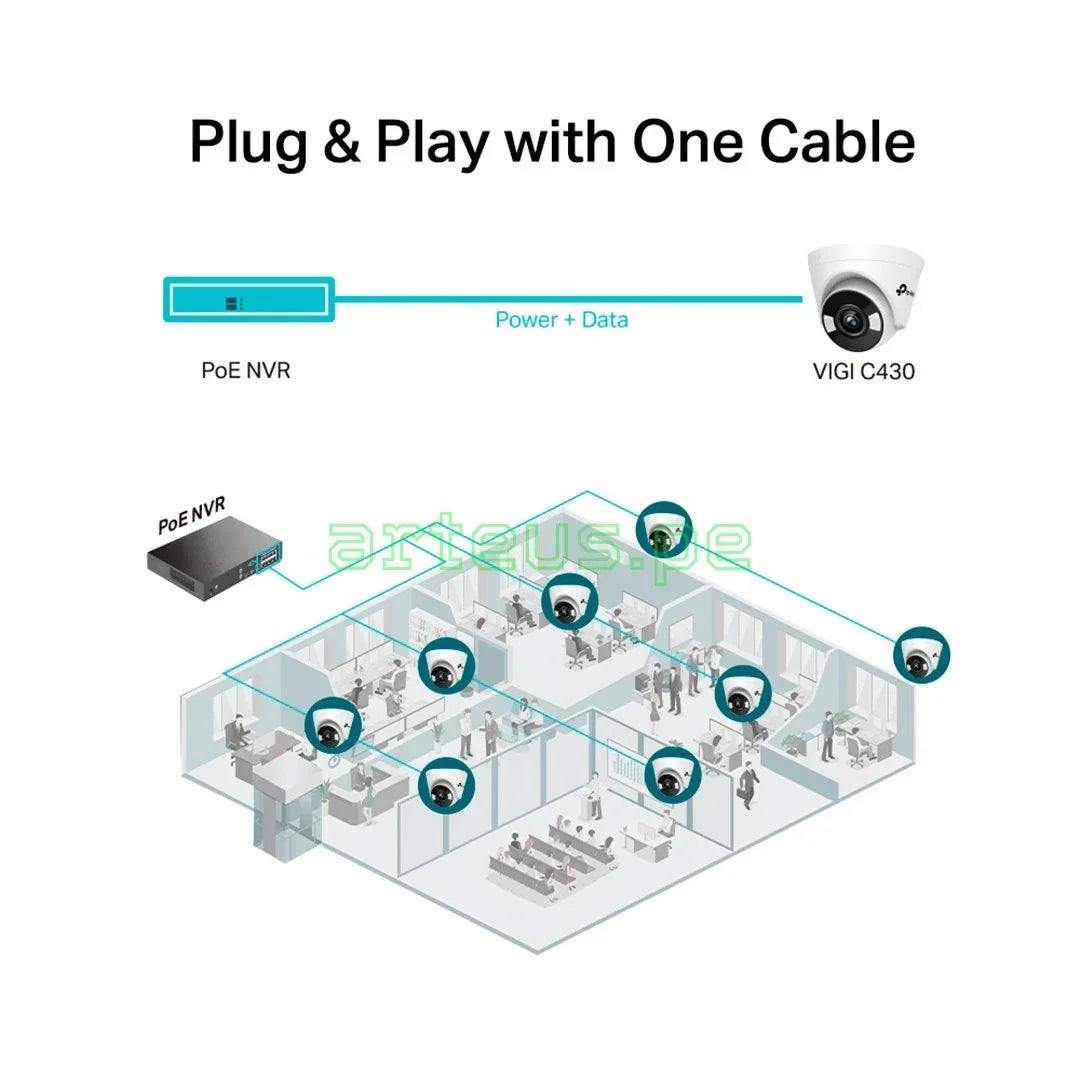 TP-LINK VIGI C430 2.8mm Cámara de Seguridad IP PoE 3MP 2K