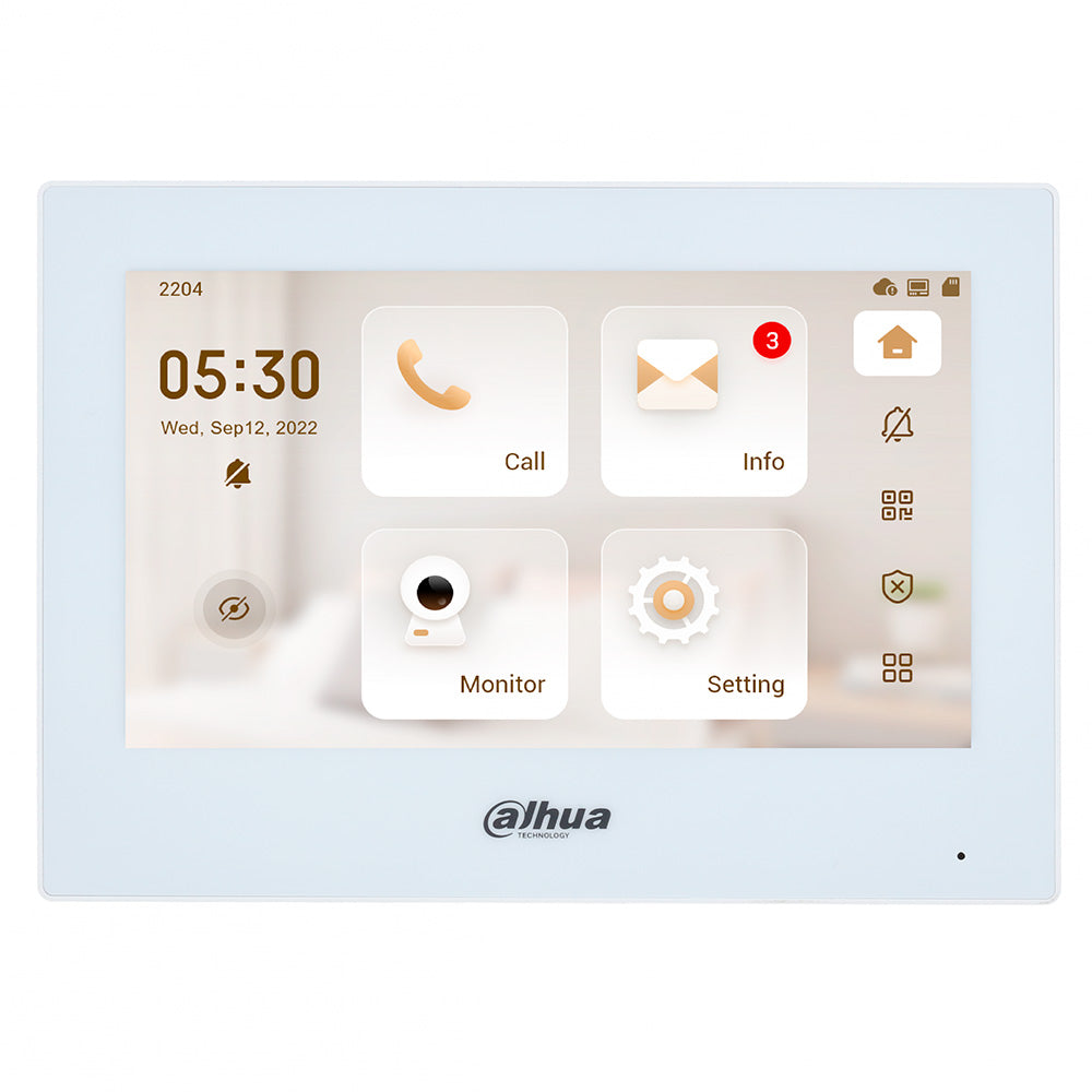 DAHUA VTH2621GW-WP Monitor IP POE para Video Portero Pantalla Táctil 7" Blanco