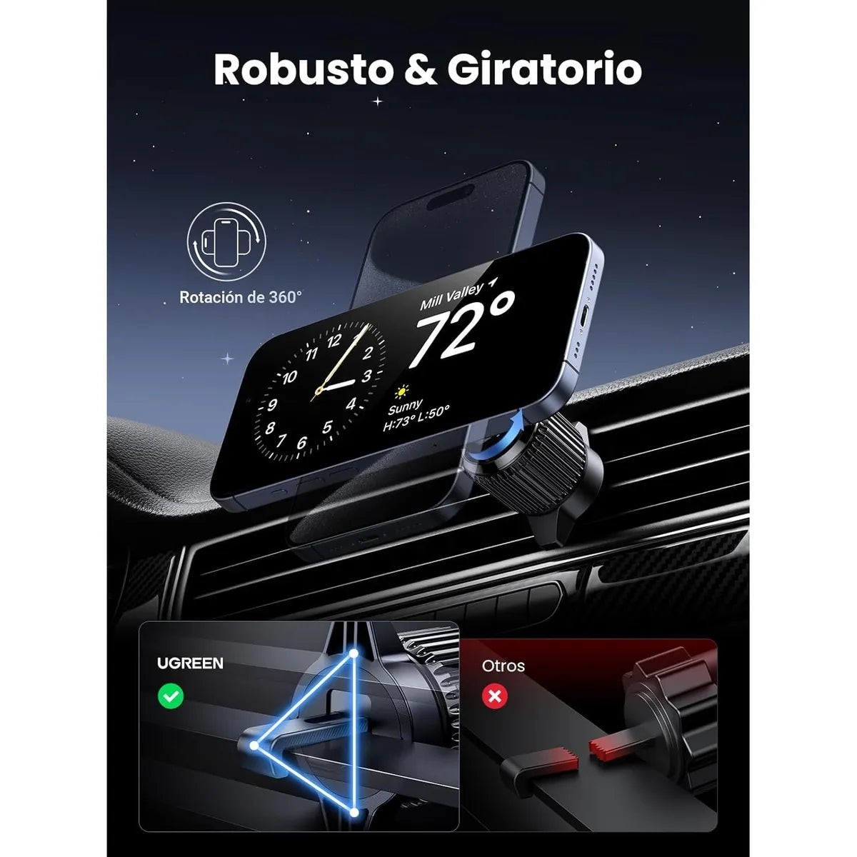 UGREEN W525 35029 Cargador Inalámbrico para Auto 7.5W