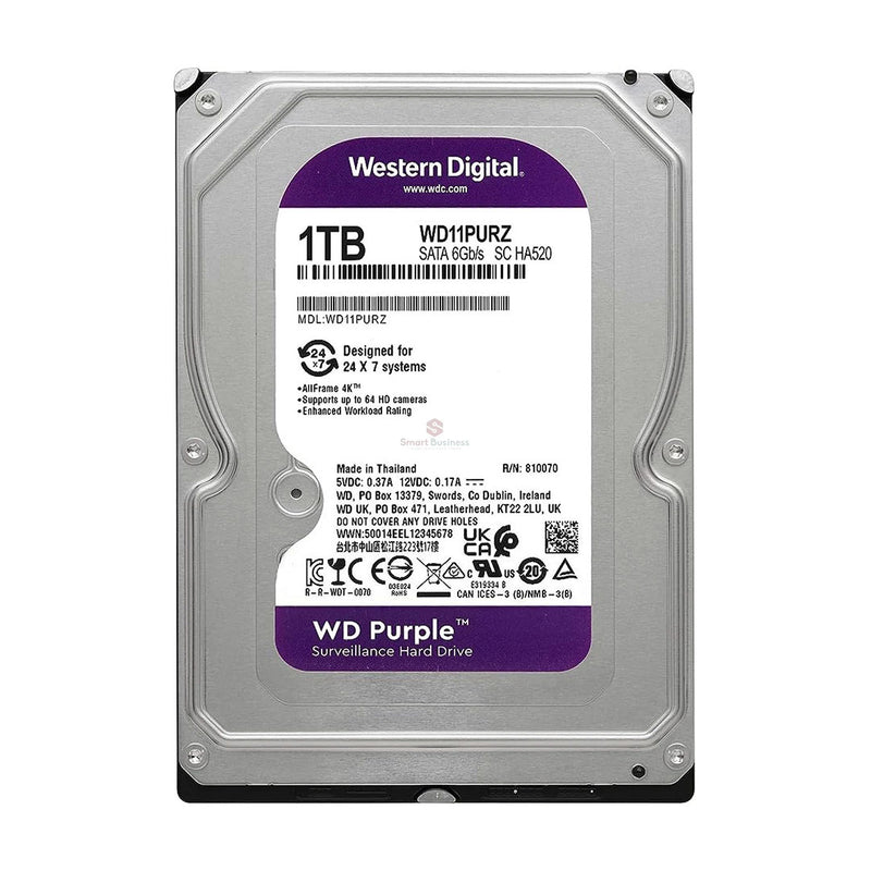 WESTERN DIGITAL WD11PURZ Disco duro púrpura 1TB 5400RPM profesional para equipos de videovigilancia