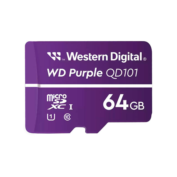 WESTERN DIGITAL WDD064G1P0C WD Purple Flash MicroSD Memory 64GB exclusively for 24x7 Video Surveillance 