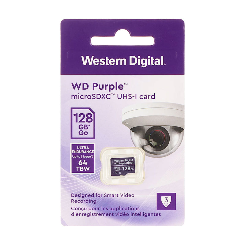 WESTERN DIGITAL WDD128G1P0C Memoria MicroSD Flash WD Púrpura 128GB exclusivo para videovigilancia 24x7