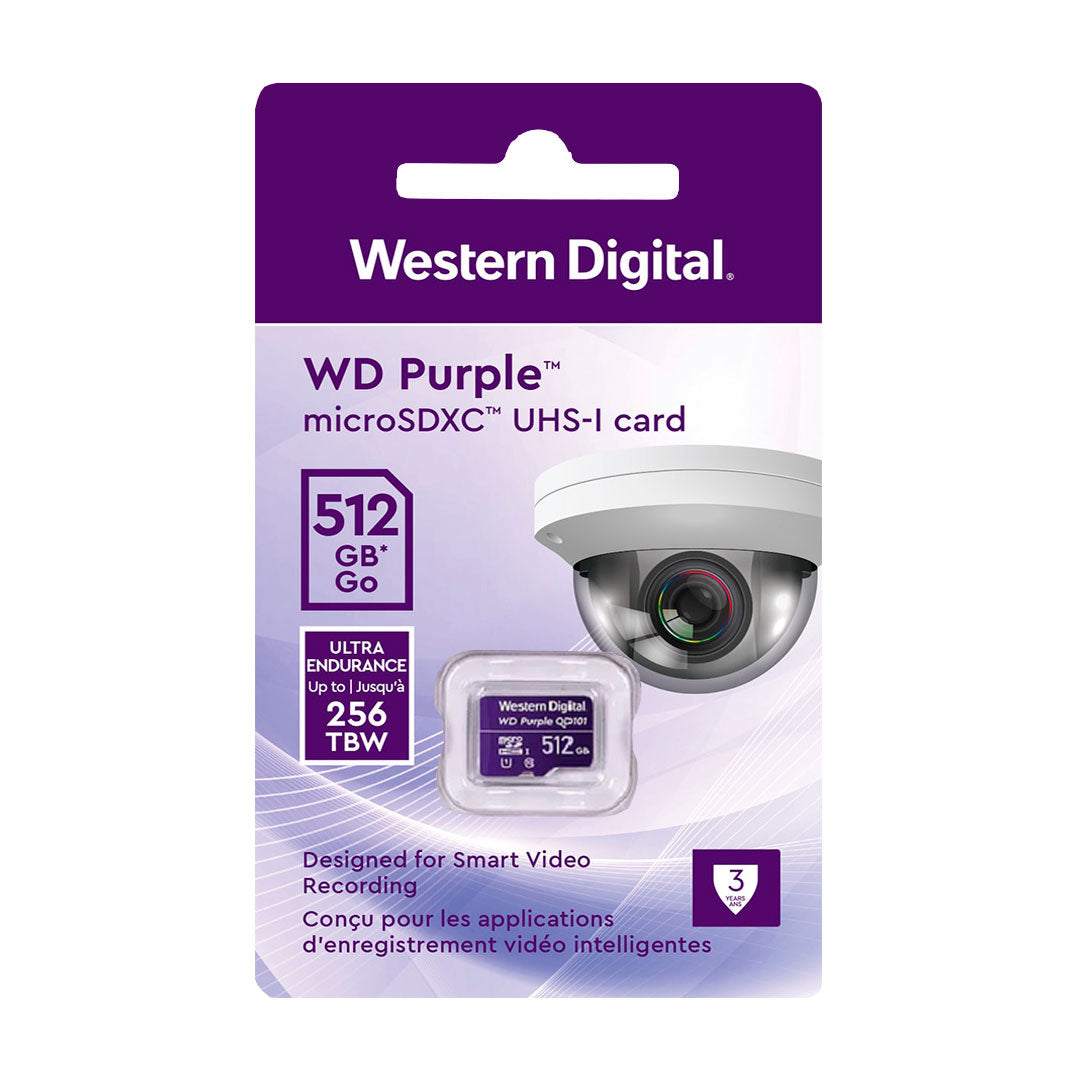 WESTERN DIGITAL WDD512G1P0C Memoria MicroSD Flash WD Púrpura 512GB exclusivo para videovigilancia 24x7