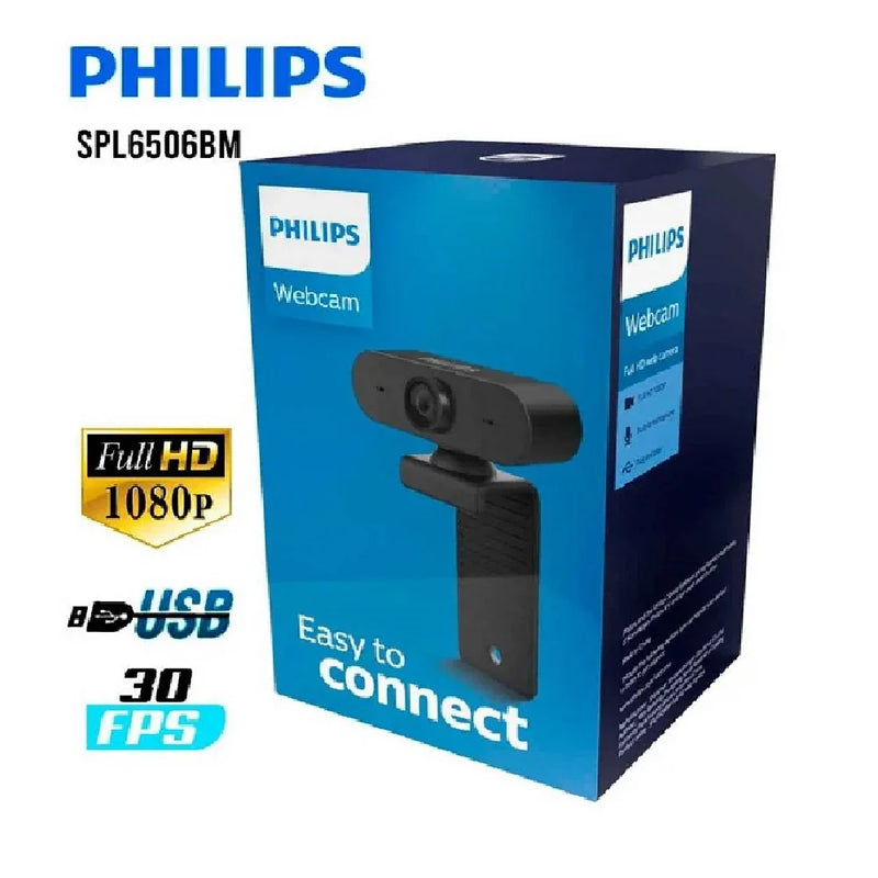 Phillips Web PHILIPS SPL6506BM Cámara Web Full HD 1080P 2MP webcam con micrófono USB