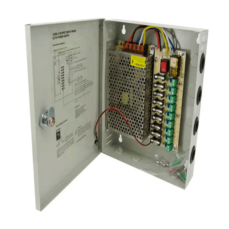 ZKTECO ZK-10A-9CH Fuente supervisada de 12v 10amp 9 canales de conexión