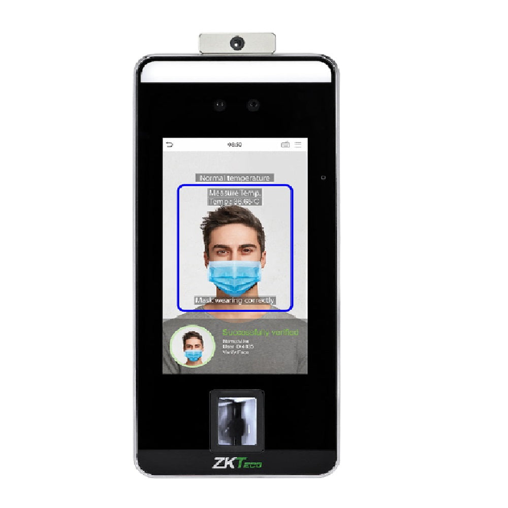 ZKTECO SPEEDFACE-V5L-TI Control de Acceso y Asistencia con Lector de Huella, Palma y Rostro. Detección de Temperatura