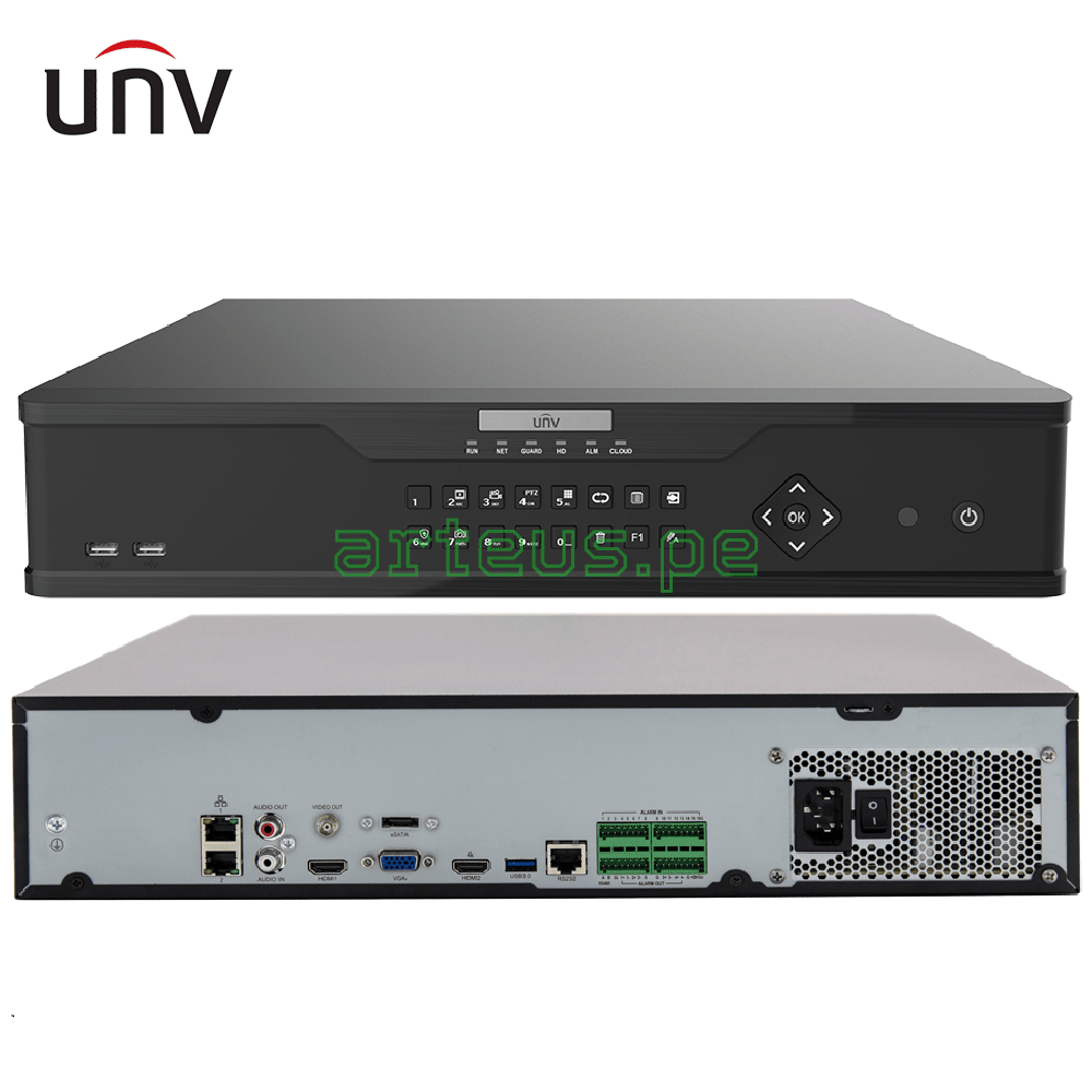 UNIVIEW NVR308-64X NVR 64 canales 4K 12MP 8HDD hasta 96TB 384Mbps RAID