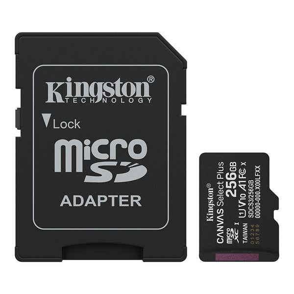 KINGSTON SDCS3/256GB Tarjeta de Memoria 256GB MicroSD Canvas Select Plus 150MB/seg - UHS-I Clase 10