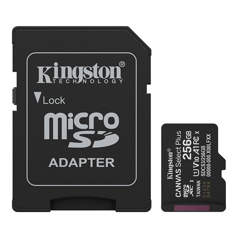 KINGSTON SDCS3/256GB Tarjeta de Memoria 256GB MicroSD Canvas Select Plus 150MB/seg - UHS-I Clase 10
