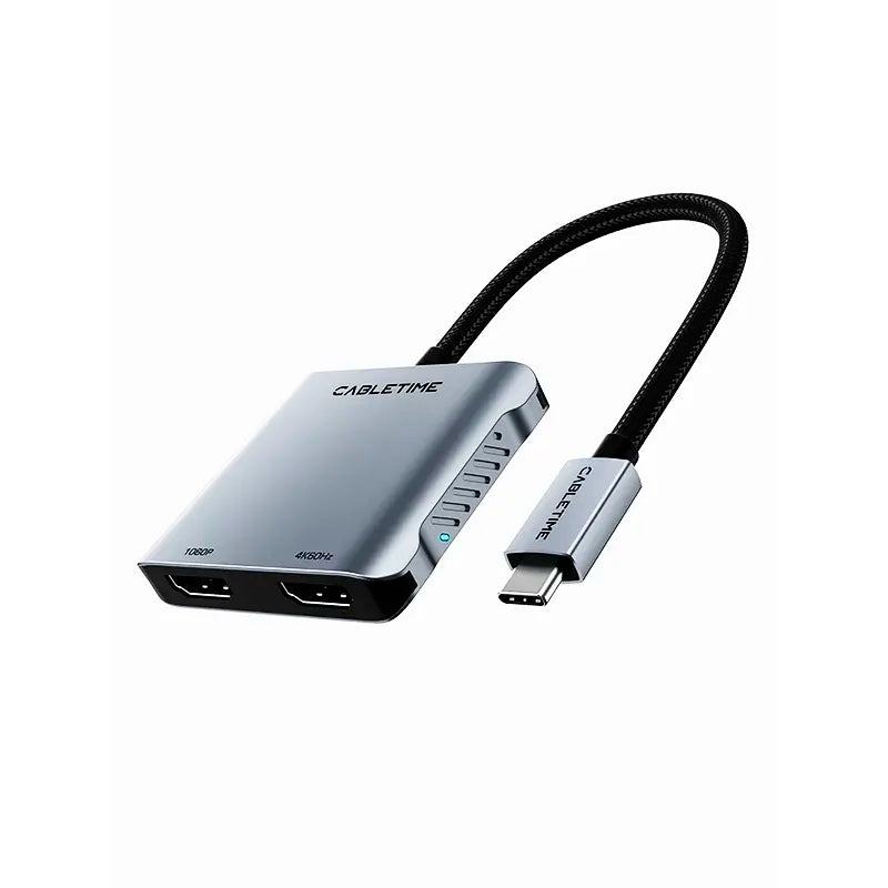 CABLETIME CB76G Adaptador de USB-C a HDMI Dual CT-HUBM1-AG